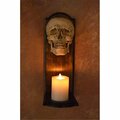 Fuego Wall Sconce, Skull at Top of Wood Frame with 4 in. White Flameless Candle FU2486790